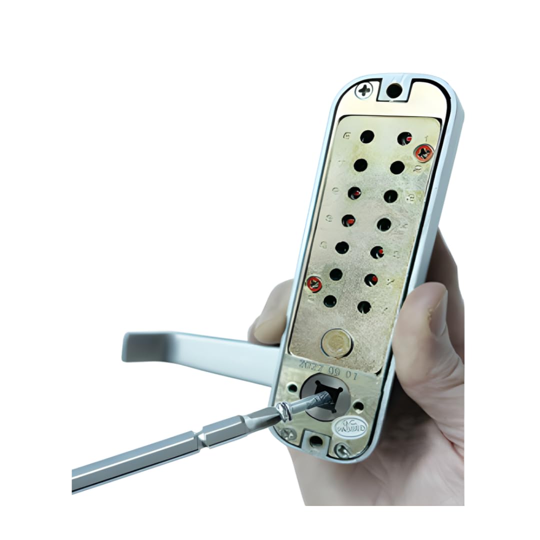 JOUNJIP Replacement Outside Keypad Only with Lever Handle – for Mechanical Keyless Lever Door Lock 102SQ-CH (Square Spindle, Satin Chrome)