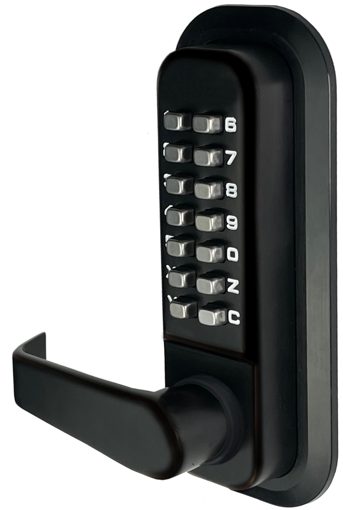 JOUNJIP Double-Sided Keyless Entry Door Lock - Bump Key Proof Mechanical Door Lock with Lever Handle - [Square Spindle] Easier Install - (Matte Black) - Outdoor Gate Lock with Keypad and Passage Mode