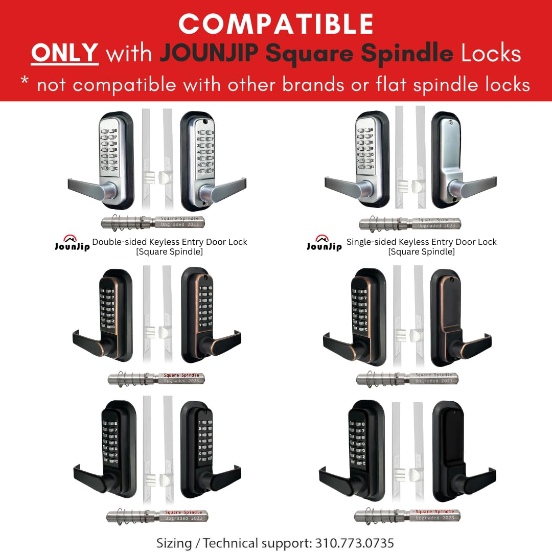 JOUNJIP Fixed Square Spindle Deadlatch 2 3/8inch Backset (60mm) and 2 3/4inch (70mm) –  Replacement Part for Single-Sided 101-SQ and Double-Sided 102-SQ Mechanical Keyless Entry Door Lock Only - Not Adjustable