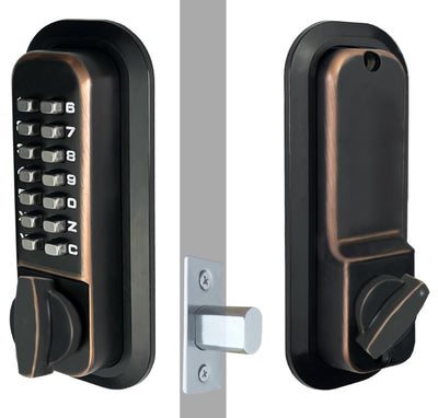 Jounjip Deadbolt Keyless Entry Door Lock - 100% Mechanical Deadbolt Lock with Thumb Turn Door Knob - Single Sided Keypad Deadbolt Lock - Oil-Rubbed Bronze - 2024