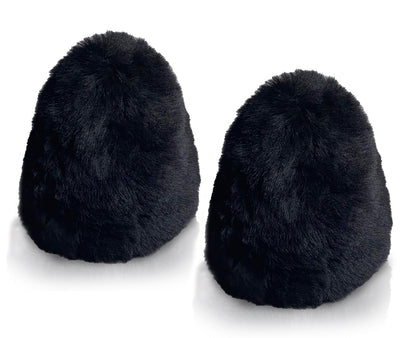 JOUNJIP Dual Wool Buffer Replacement Covers - Handmade 100% Lambswool Polisher Bonnets - for 2.5 x 3.5 Inch Buffing Cones (2pack Black)