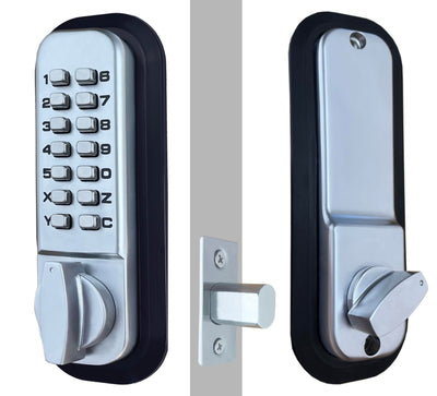 Jounjip Deadbolt Keyless Entry Door Lock - 100% Mechanical Deadbolt Lock with Thumb Turn Door Knob - Single Sided Keypad Deadbolt Lock - Satin Chrome - 2024