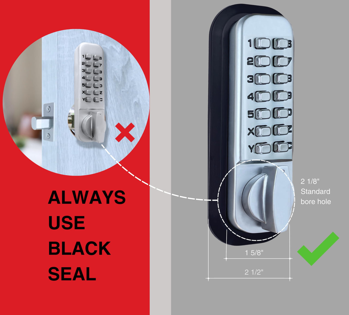 JOUNJIP Mechanical Deadbolt Lock - Keyless Entry Door Lock - Code NOT Required When Locking – 100% Mechanical with Flat Spindle, Thumb Turn Door Knob - Matte Black [UPGRADED 2025]