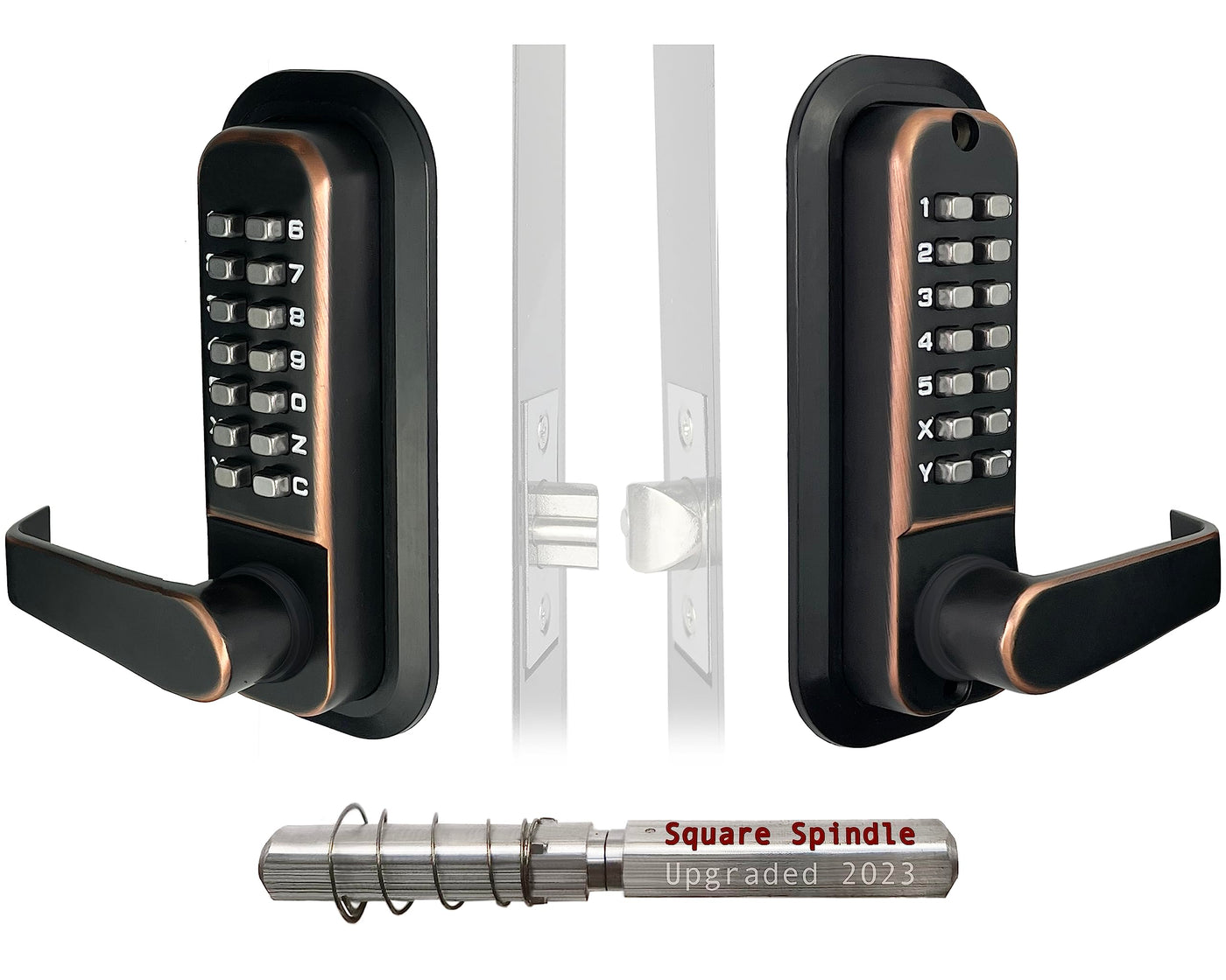 JOUNJIP Mechanical Keyless Combination Lever Handle Door Lock - [Square Spindle] Easier Install - (Oil-Rubbed Bronze) 2023 Upgrade Version