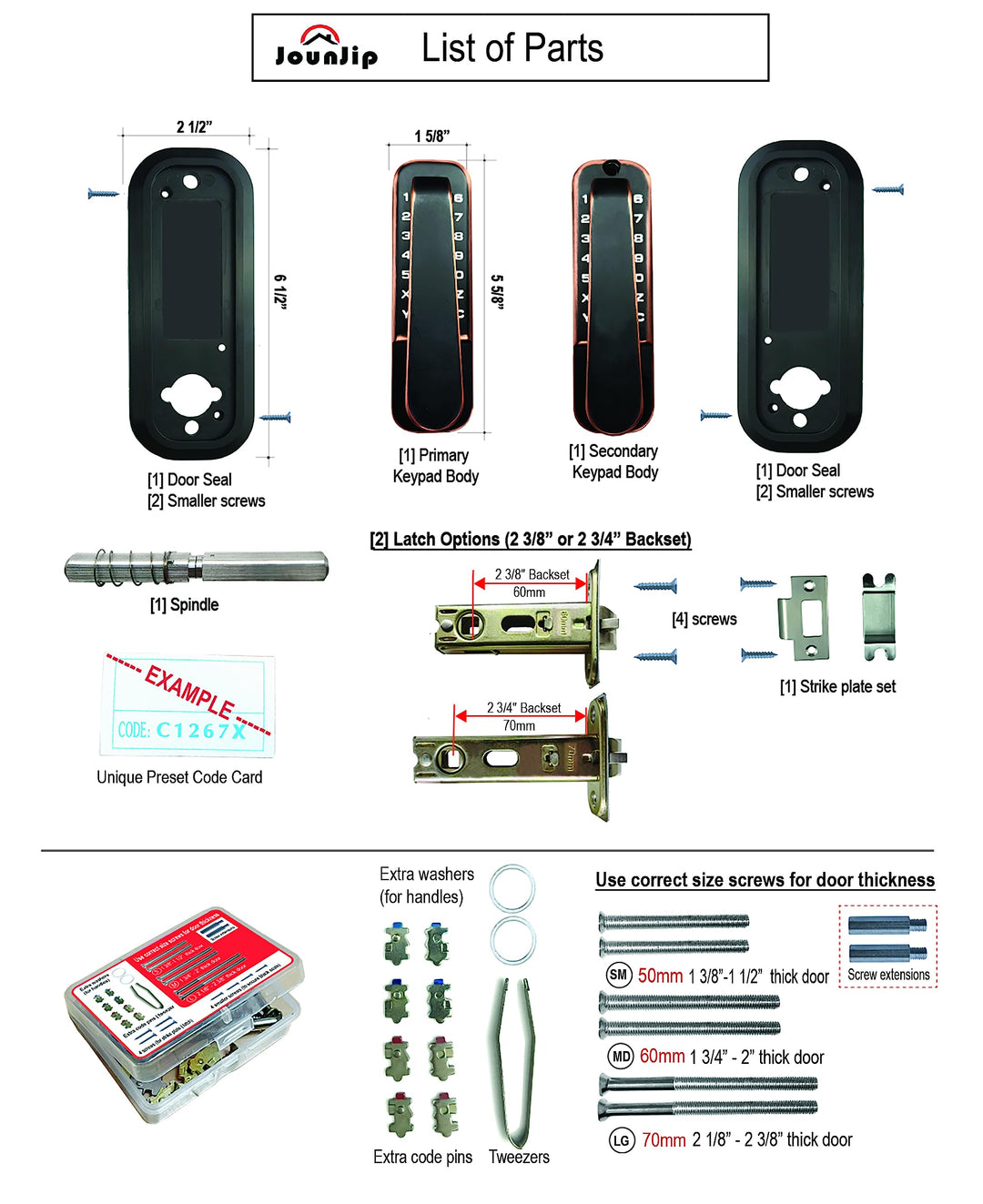 JOUNJIP Mechanical Keyless Combination Lever Handle Door Lock