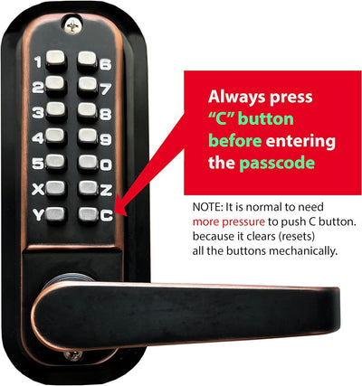 JOUNJIP Mechanical Keyless Combination Lever Handle Door Lock [Flat Spindles] - No Batteries | No Power | No Key Needed (Oil-Rubbed Bronze)
