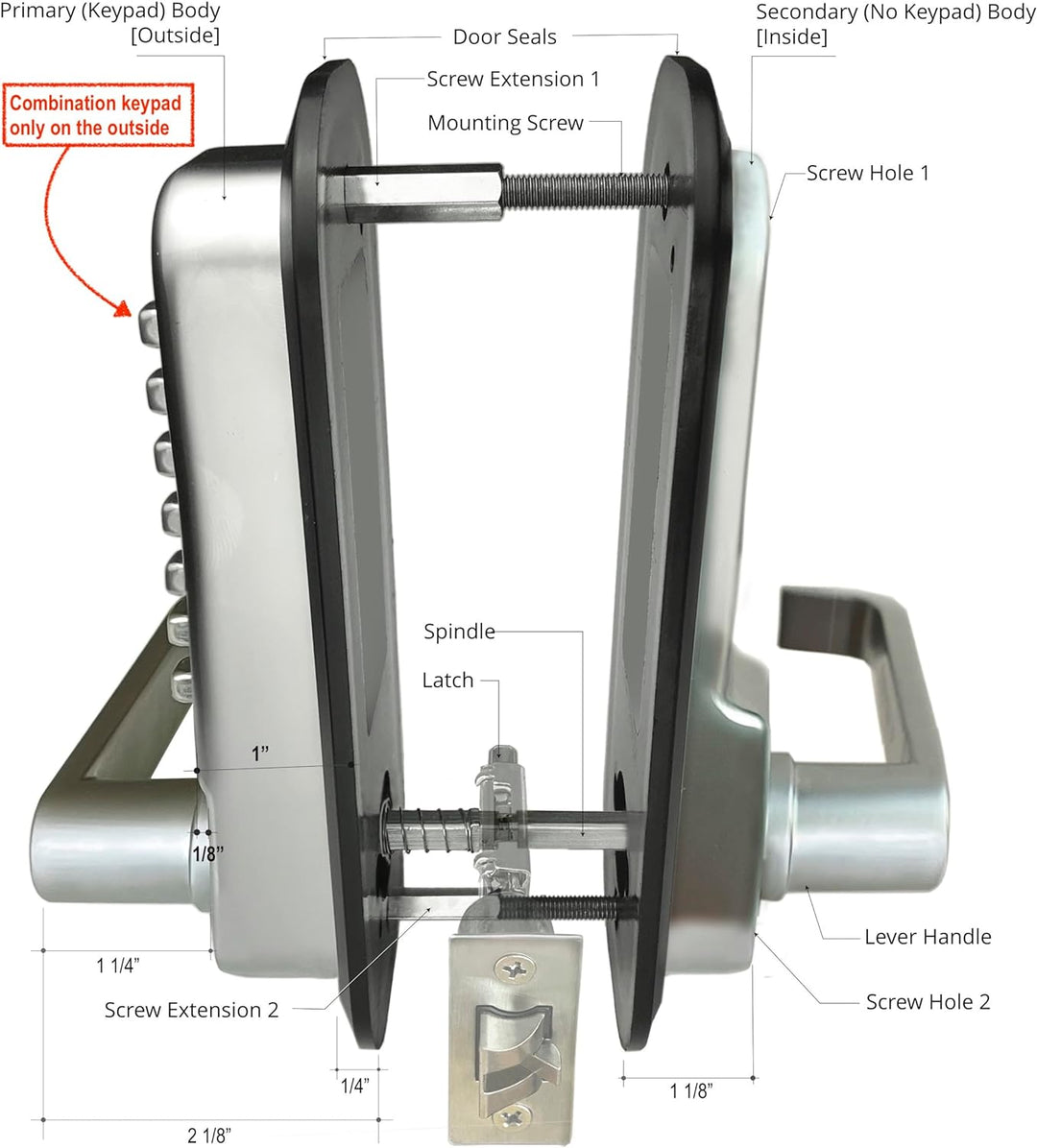 JOUNJIP Single Sided Keyless Entry Door Lock - 100% Mechanical