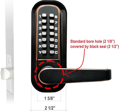 JOUNJIP Single Sided Keyless Entry Door Lock - 100% Mechanical Combination Lever Handle Door Lock - Easy Install - [Square Spindle] - Oil Rubbed Bronze
