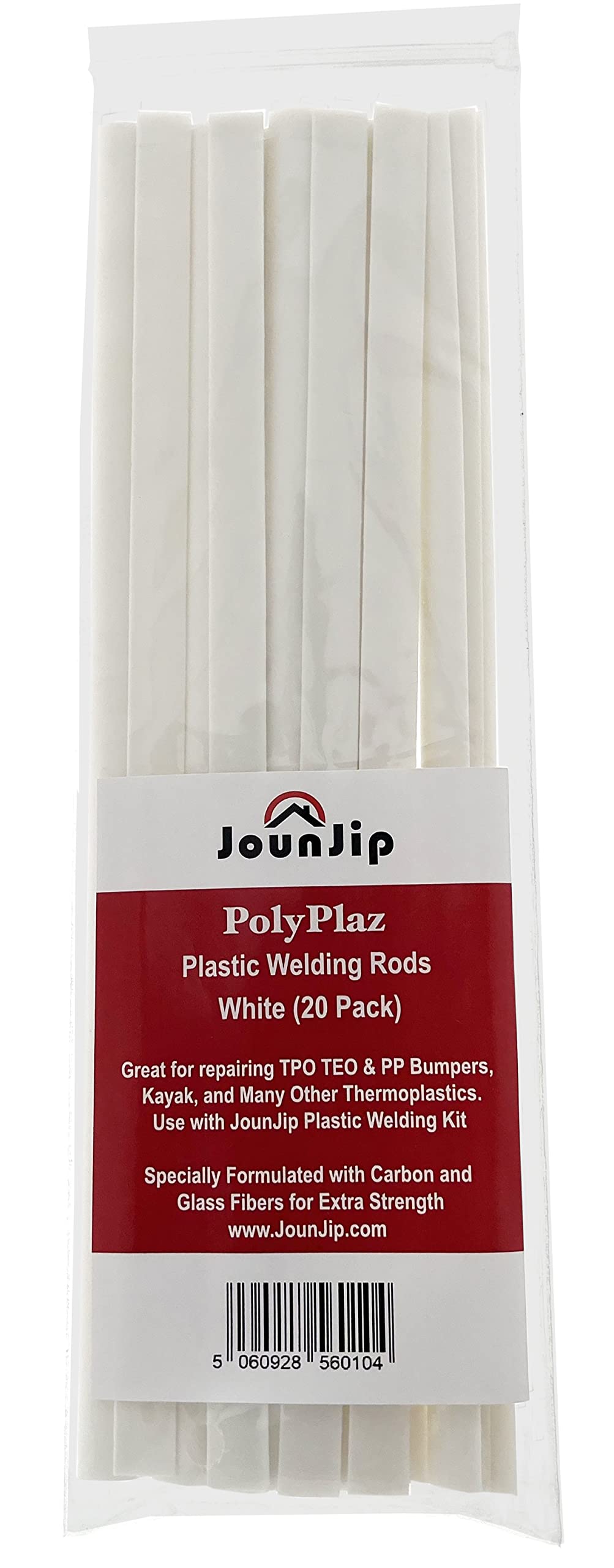 JOUNJIP PolyPlaz Bastoncini Di Saldatura In Plastica Bianca Per Riparazioni - Confezione Da 40, Per TPO, TEO, PE, PP - Ideali Per Paraurti, Kayak, Canoe