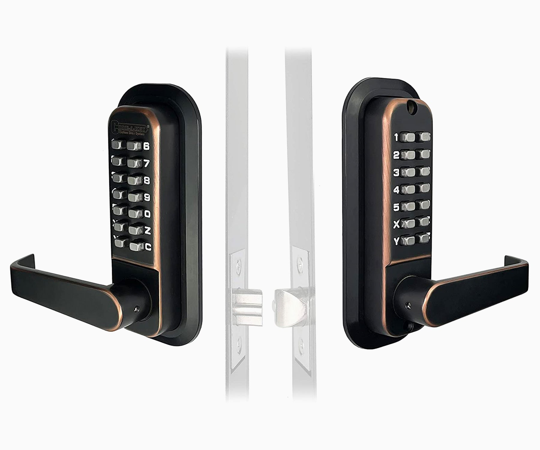 Mechanical Keyless Combination Latch Door Lock with Double Keypads, Digital  Push Button Door Key Pad Lock for Gates, Fences