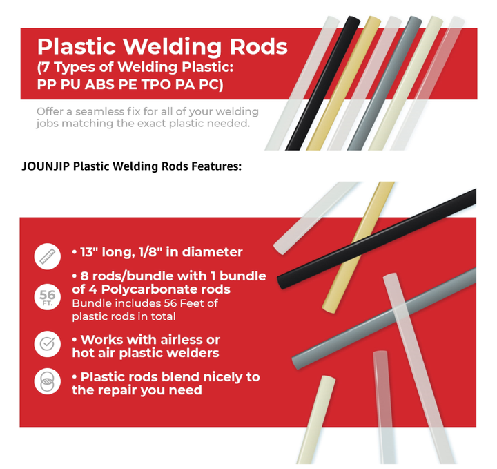 10mm White ABS Plastic Welding Rods - Pack Of 10 Flat Shape For DIY Repairs & Fabrication